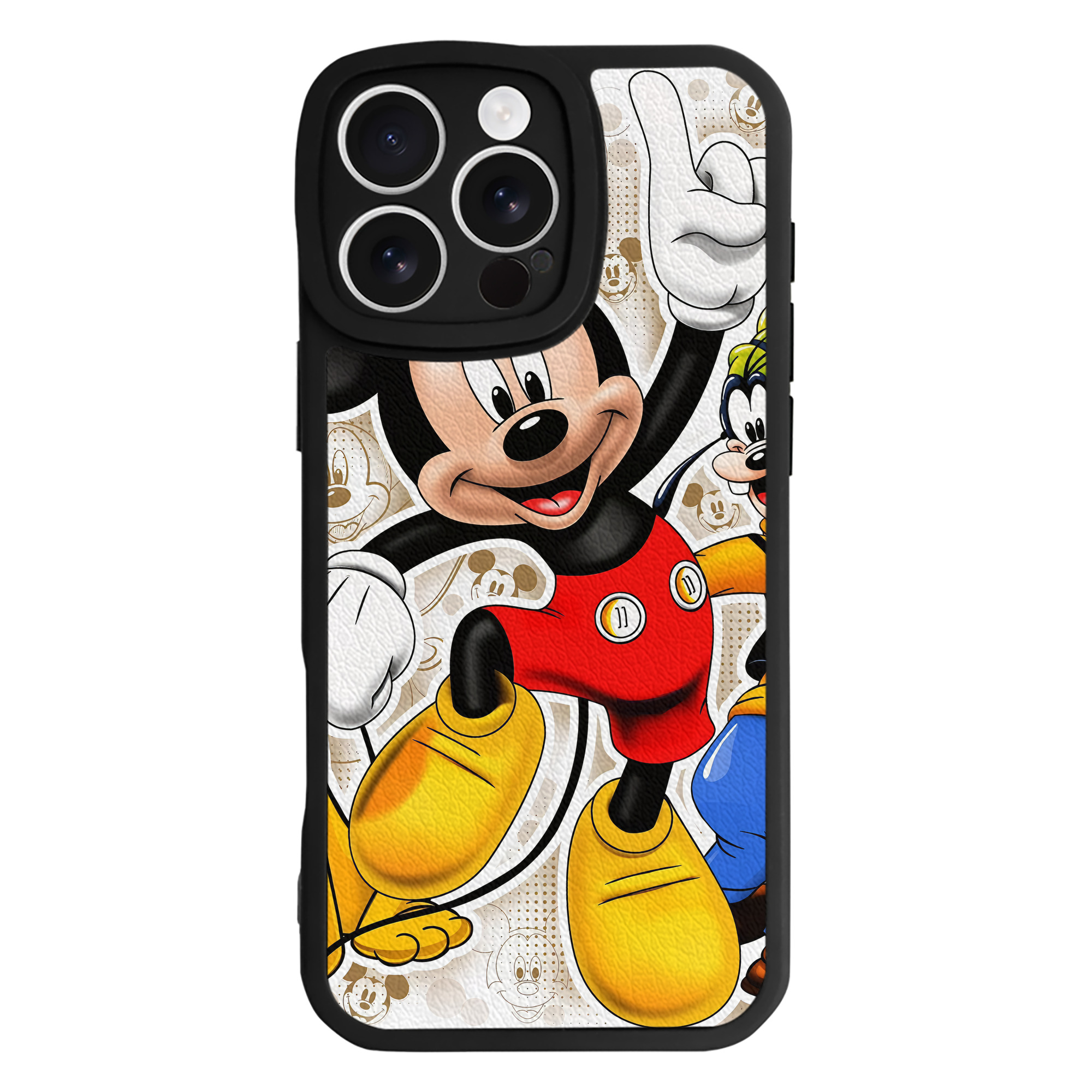 （画像用） ミッキーマウス Mickey Mouse 【iPhone 16シリーズ対応】シリコンスマホケース（レザー調） 材質：シリコン